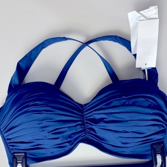 Bleu Rod Beattie [36D]‎ Kore Shirred Bandeau Bikini Top Navy Underwire Swim Top - Picture 7 of 9